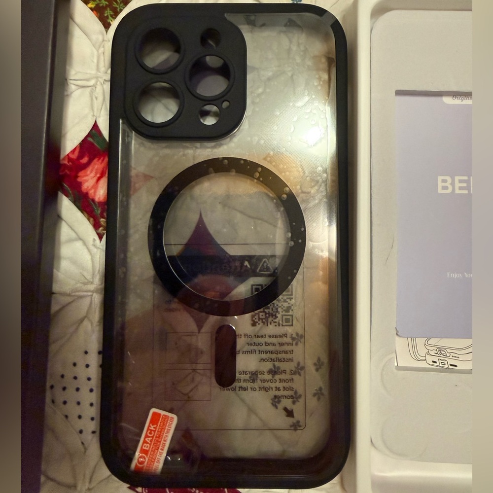 Clear Black Magnetic Phone Case with Camera Protector